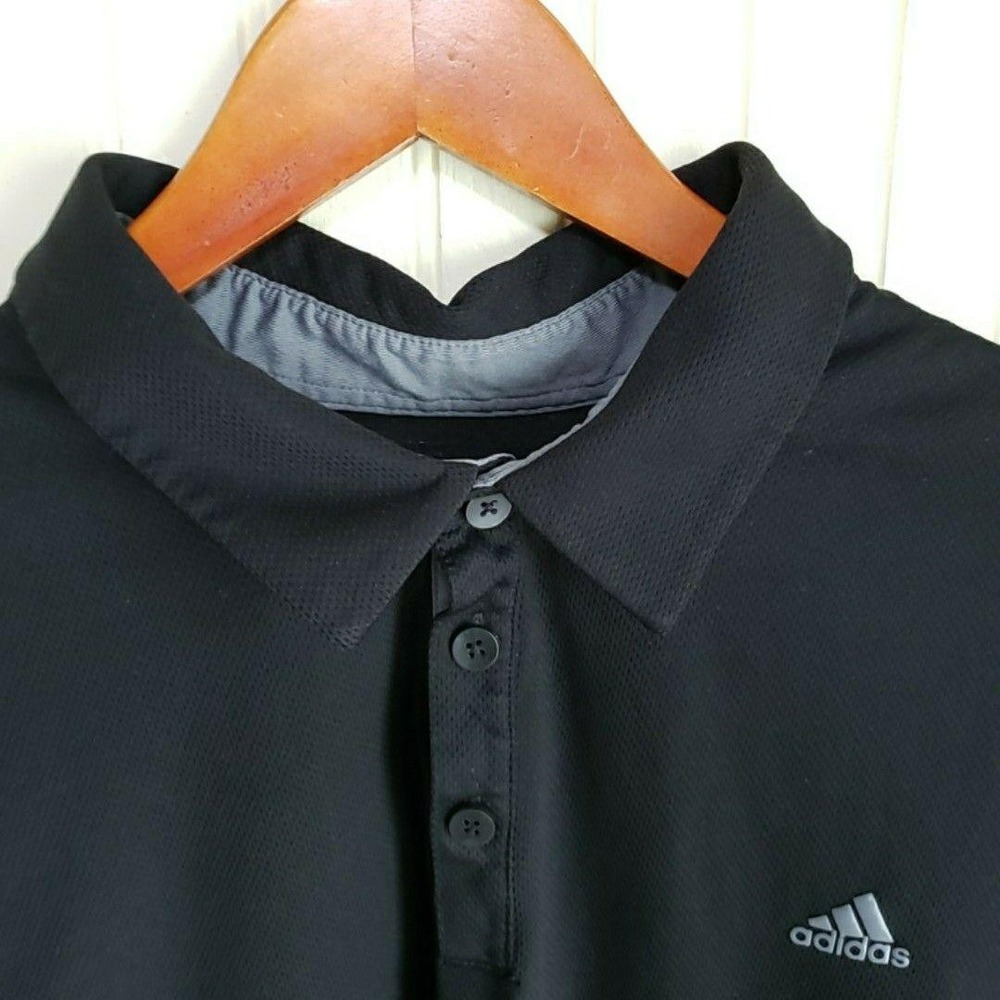 Adidas Golf Polo Shirt Mens 3XL Black Solid Mesh Lightweight Performance Top